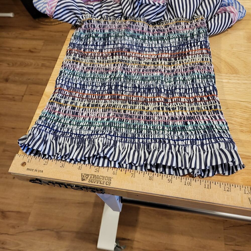 Do+be Sheered Elastic Striped  Tube Top Ruffle Hem Multi-Color - Picture 3 of 5